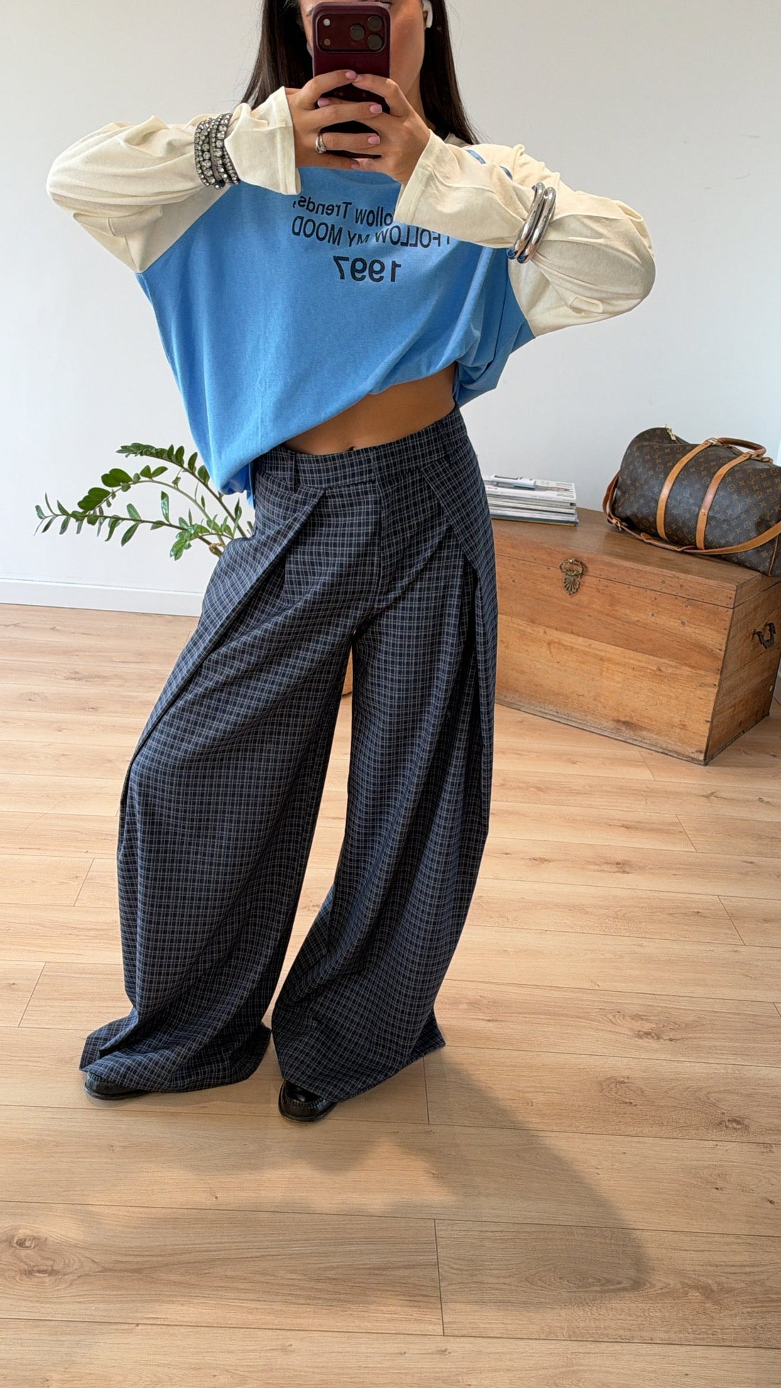 PANTALON "THOMAS" À CARREAUX BLEU